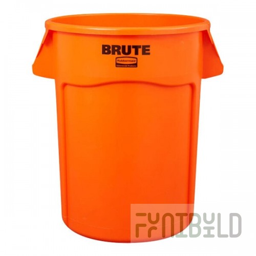 Rubbermaid® BRUTE 2119308 32 Gallon Orange Round High Visibility Trash Can