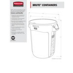 Rubbermaid® BRUTE 2119308 32 Gallon Orange Round High Visibility Trash Can