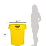 Rubbermaid® FG265500YEL BRUTE 55 Gallon Yellow Round Trash Can