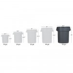 Lavex 55 Gallon Gray Round Commercial Trash Can with Lid and Dolly