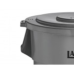 Lavex 55 Gallon Gray Round Commercial Trash Can with Lid and Dolly
