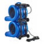 Lavex 2-Piece Compact 3-Speed Air Mover Set with Telescoping Handle, Wheels, and GFCI Power Outlets - 1/3 hp, 1,100 CFM