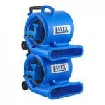 Lavex 2-Piece Compact 3-Speed Air Mover Set with Telescoping Handle, Wheels, and GFCI Power Outlets - 1/3 hp, 1,100 CFM