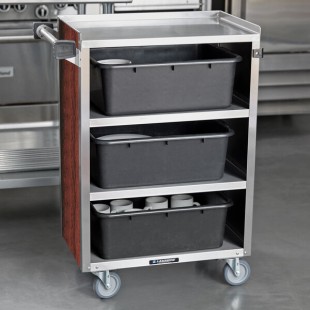 Lakeside 815RM 4 Shelf Medium Duty Stainless Steel Utility Cart with Enclosed Base and Red Maple Finish - 16 7/8 Lakeside 815RM 4 Shelf Medium Duty Stainless Steel Utility Cart with Enclosed Base and Red Maple Finish - 16 7/8