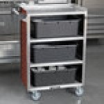 Lakeside 815RM 4 Shelf Medium Duty Stainless Steel Utility Cart with Enclosed Base and Red Maple Finish - 16 7/8 Lakeside 815RM 4 Shelf Medium Duty Stainless Steel Utility Cart with Enclosed Base and Red Maple Finish - 16 7/8