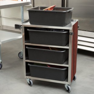 Lakeside 615RM 4 Shelf Standard Duty Stainless Steel Utility Cart with Enclosed Base and Red Maple Finish - 16 1/2
