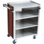 Lakeside 615RM 4 Shelf Standard Duty Stainless Steel Utility Cart with Enclosed Base and Red Maple Finish - 16 1/2