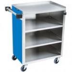 Lakeside 615RM 4 Shelf Standard Duty Stainless Steel Utility Cart with Enclosed Base and Red Maple Finish - 16 1/2