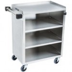 Lakeside 615RM 4 Shelf Standard Duty Stainless Steel Utility Cart with Enclosed Base and Red Maple Finish - 16 1/2