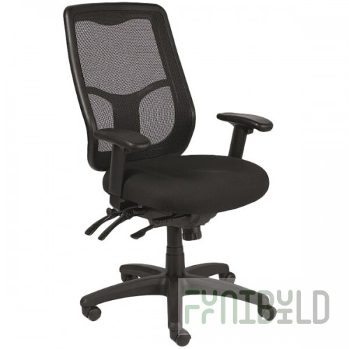 Eurotech Seating MFHB9SL-5806 Apollo Black Dove Fabric / Mesh Multi-Function High Back Swivel Office Chair