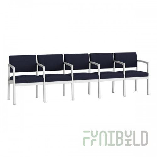 Lesro Lenox Steel Open House Navy Fabric 5-Seat Sofa with Center Arms