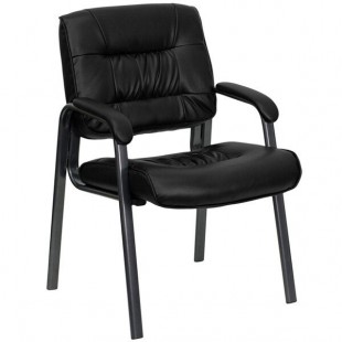Flash Furniture BT-1404-BKGY-GG Black Leather Executive Side Chair with Titanium Frame Finish Flash Furniture BT-1404-BKGY-GG Black Leather Executive Side Chair with Titanium Frame Finish