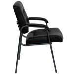 Flash Furniture BT-1404-BKGY-GG Black Leather Executive Side Chair with Titanium Frame Finish Flash Furniture BT-1404-BKGY-GG Black Leather Executive Side Chair with Titanium Frame Finish