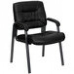 Flash Furniture BT-1404-BKGY-GG Black Leather Executive Side Chair with Titanium Frame Finish Flash Furniture BT-1404-BKGY-GG Black Leather Executive Side Chair with Titanium Frame Finish