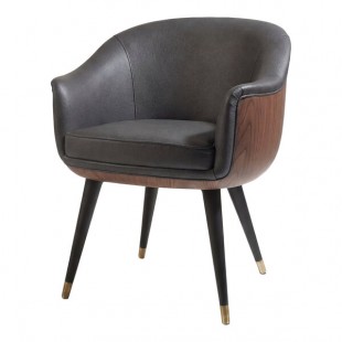 QA Group Gray Faux Leather Bubble Arm Chair with Rounded Wooden Frame QA Group Gray Faux Leather Bubble Arm Chair with Rounded Wooden Frame