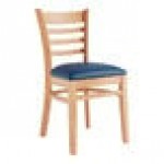 Lancaster Table & Seating Natural Finish Wood Ladder Back Chair with Navy Vinyl Seat - Assembled Lancaster Table & Seating Natural Finish Wood Ladder Back Chair with Navy Vinyl Seat - Assembled