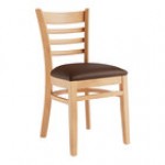 Lancaster Table & Seating Natural Finish Wood Ladder Back Chair with Navy Vinyl Seat - Assembled Lancaster Table & Seating Natural Finish Wood Ladder Back Chair with Navy Vinyl Seat - Assembled