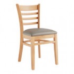 Lancaster Table & Seating Natural Finish Wood Ladder Back Chair with Navy Vinyl Seat - Assembled Lancaster Table & Seating Natural Finish Wood Ladder Back Chair with Navy Vinyl Seat - Assembled