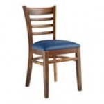 Lancaster Table & Seating Natural Finish Wood Ladder Back Chair with Navy Vinyl Seat - Assembled Lancaster Table & Seating Natural Finish Wood Ladder Back Chair with Navy Vinyl Seat - Assembled