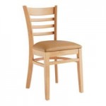 Lancaster Table & Seating Natural Finish Wood Ladder Back Chair with Navy Vinyl Seat - Assembled Lancaster Table & Seating Natural Finish Wood Ladder Back Chair with Navy Vinyl Seat - Assembled