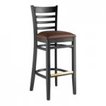 Lancaster Table & Seating Natural Finish Wood Ladder Back Chair with Navy Vinyl Seat - Assembled Lancaster Table & Seating Natural Finish Wood Ladder Back Chair with Navy Vinyl Seat - Assembled