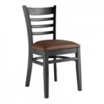 Lancaster Table & Seating Natural Finish Wood Ladder Back Chair with Navy Vinyl Seat - Assembled Lancaster Table & Seating Natural Finish Wood Ladder Back Chair with Navy Vinyl Seat - Assembled