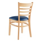Lancaster Table & Seating Natural Finish Wood Ladder Back Chair with Navy Vinyl Seat - Assembled Lancaster Table & Seating Natural Finish Wood Ladder Back Chair with Navy Vinyl Seat - Assembled