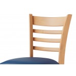 Lancaster Table & Seating Natural Finish Wood Ladder Back Chair with Navy Vinyl Seat - Assembled Lancaster Table & Seating Natural Finish Wood Ladder Back Chair with Navy Vinyl Seat - Assembled