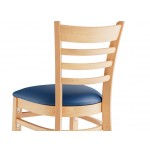 Lancaster Table & Seating Natural Finish Wood Ladder Back Chair with Navy Vinyl Seat - Assembled Lancaster Table & Seating Natural Finish Wood Ladder Back Chair with Navy Vinyl Seat - Assembled