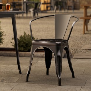 Lancaster Table & Seating Alloy Distressed Onyx Black Outdoor Arm Chair Lancaster Table & Seating Alloy Distressed Onyx Black Outdoor Arm Chair