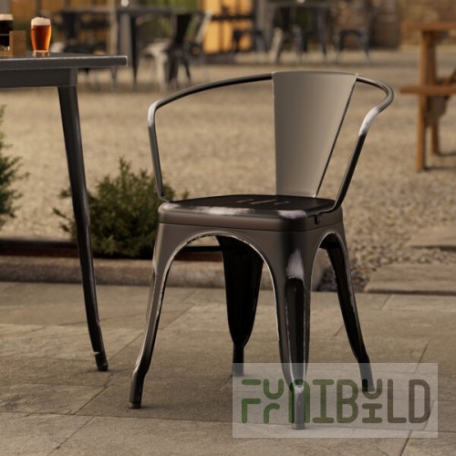 Lancaster Table & Seating Alloy Distressed Onyx Black Outdoor Arm Chair