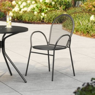 Lancaster Table & Seating Harbor Black Steel Mesh Outdoor Arm Chair Lancaster Table & Seating Harbor Black Steel Mesh Outdoor Arm Chair