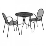 Lancaster Table & Seating Harbor Black Steel Mesh Outdoor Arm Chair Lancaster Table & Seating Harbor Black Steel Mesh Outdoor Arm Chair