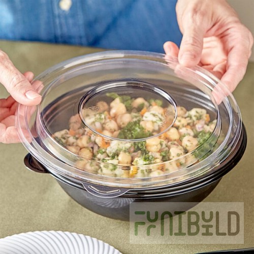 Visions Clear PET Plastic Flat Lid for 24 and 32 oz. Round Bowls - 25/Pack
