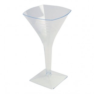 Fineline Solid Squares 8 oz. Clear Plastic Martini Glass - 72/Case