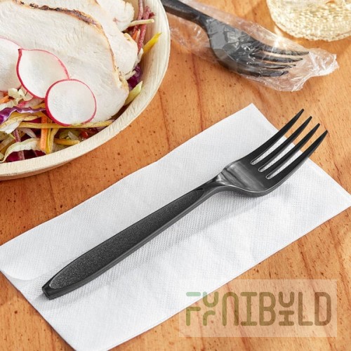 Solo Impress Individually Wrapped Heavy Weight Black Plastic Fork - 1,000/Case