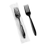 Solo Impress Individually Wrapped Heavy Weight Black Plastic Fork - 1,000/Case Solo Impress Individually Wrapped Heavy Weight Black Plastic Fork - 1,000/Case