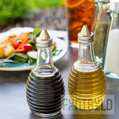 TableCraft BH3 6 oz. Beehive Oil and Vinegar Dispenser with Stainless Steel Top - 12/Pack