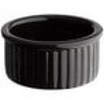 Acopa 2.5 oz. Glossy Black Fluted Stoneware Ramekin - 48/Case