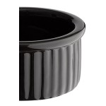 Acopa 2.5 oz. Glossy Black Fluted Stoneware Ramekin - 48/Case