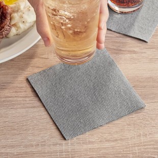Choice Black Tweed Customizable Linen-Feel 1/4 Fold Beverage Napkin 10