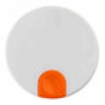 TableCraft 12668 White Plastic Lid with Orange / Decaf Thumb Press for 17 oz. Coffee Carafe