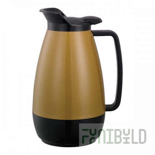 Service Ideas Thermo-Serv 33.8 oz. Gold ABS Plastic Insulated Coffee Carafe / Server with Flip-Top Lid TS101KB