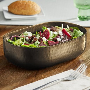American Metalcraft ABHB69 48 oz. Black Hammered Aluminum Oval Serving Bowl