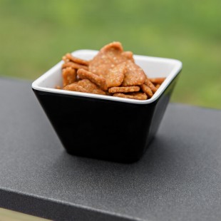 Vollrath V2220020 5 oz. Black / White Extra-Small Square Melamine Bowl Vollrath V2220020 5 oz. Black / White Extra-Small Square Melamine Bowl