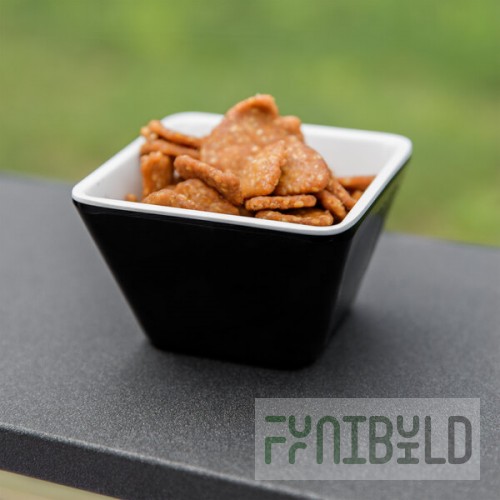 Vollrath V2220020 5 oz. Black / White Extra-Small Square Melamine Bowl