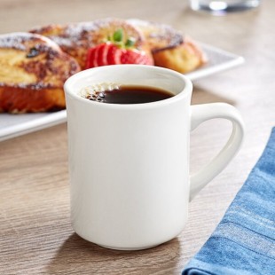 Acopa 8 oz. Customizable Ivory (American White) Rolled Edge Stoneware Mug - 36/Case Acopa 8 oz. Customizable Ivory (American White) Rolled Edge Stoneware Mug - 36/Case