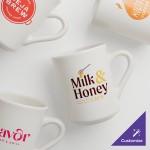 Acopa 8 oz. Customizable Ivory (American White) Rolled Edge Stoneware Mug - 36/Case Acopa 8 oz. Customizable Ivory (American White) Rolled Edge Stoneware Mug - 36/Case