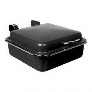Spring USA Seasons 2/3 Size Rectangular Titanium Stainless Steel Induction Chafer with Chrome Accents 2384-8
