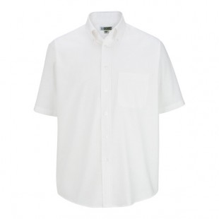 Edwards 1027 Men's Customizable White Short Sleeve Wrinkle-Resistant Easy-Care Oxford Dress Shirt with Soil Release - 2X Edwards 1027 Men's Customizable White Short Sleeve Wrinkle-Resistant Easy-Care Oxford Dress Shirt with Soil Release - 2X